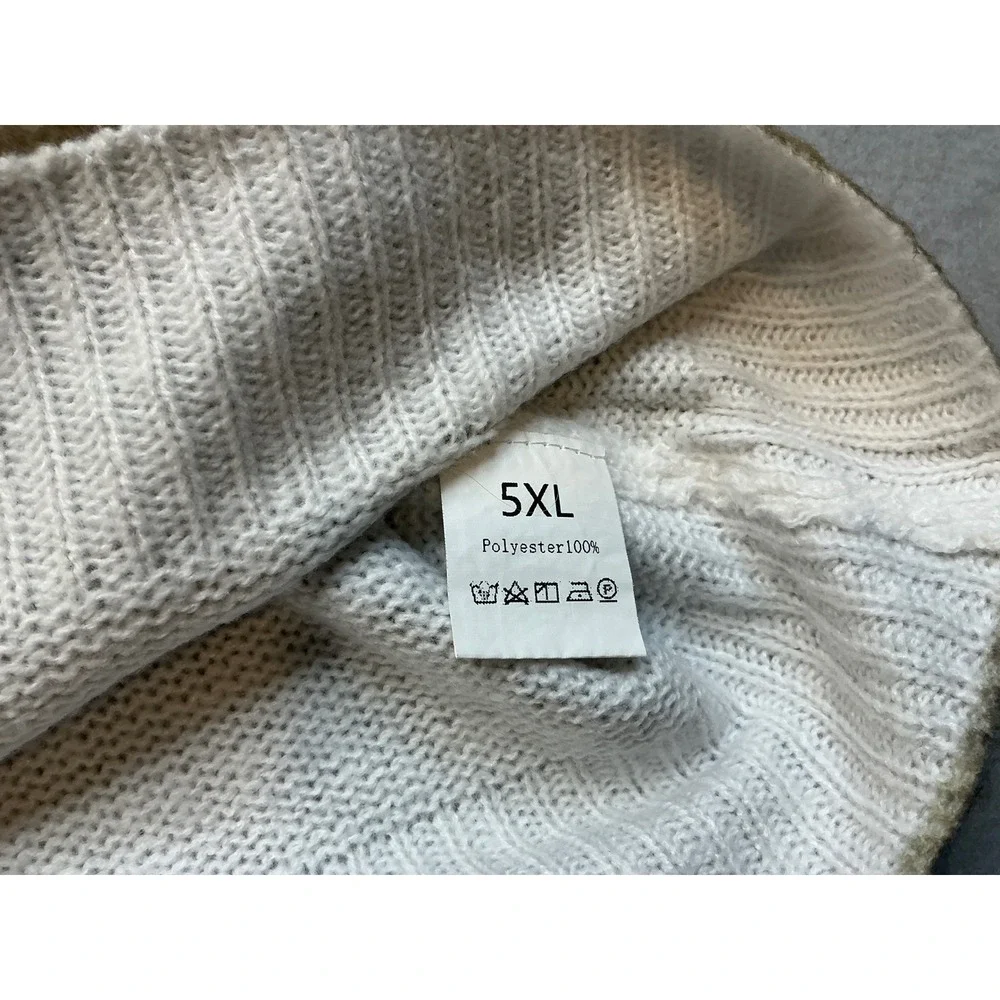 Alpaca Animal Graphic Knit Sweater Tan 5XL Oversized‎ Pullover